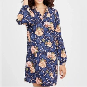 Octavia Shift Dress Navy Blue Floral Size Medium